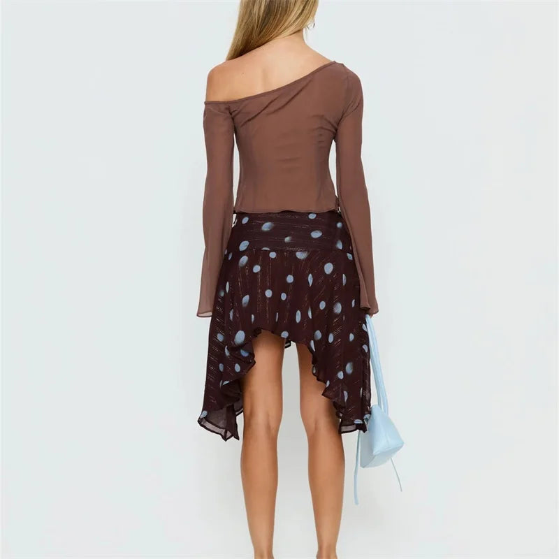 Minifalda de lunares para mujer, transparente, de malla, ...