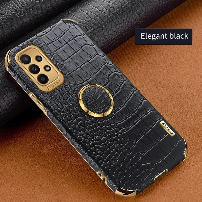 Leather crocodile pattern phone case for Samsung Galaxy by Corporación Turística, featuring textured crocodile skin design.