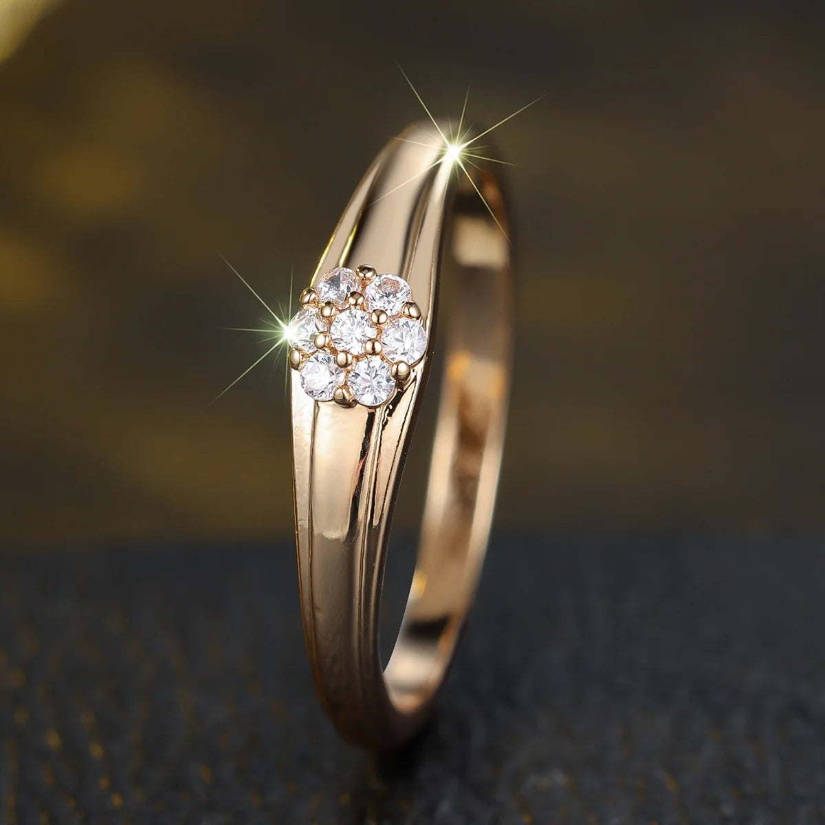 Anillo de compromiso de lujo para mujer con circonita bla...
