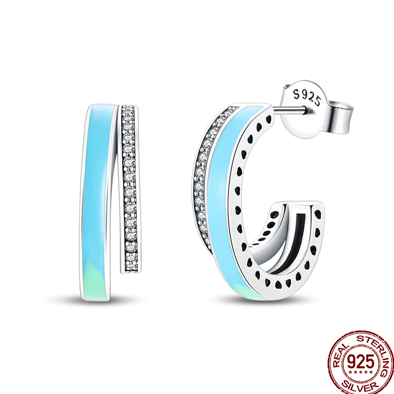 Pendientes Plata de Ley 925 coloridos pendientes de circó...