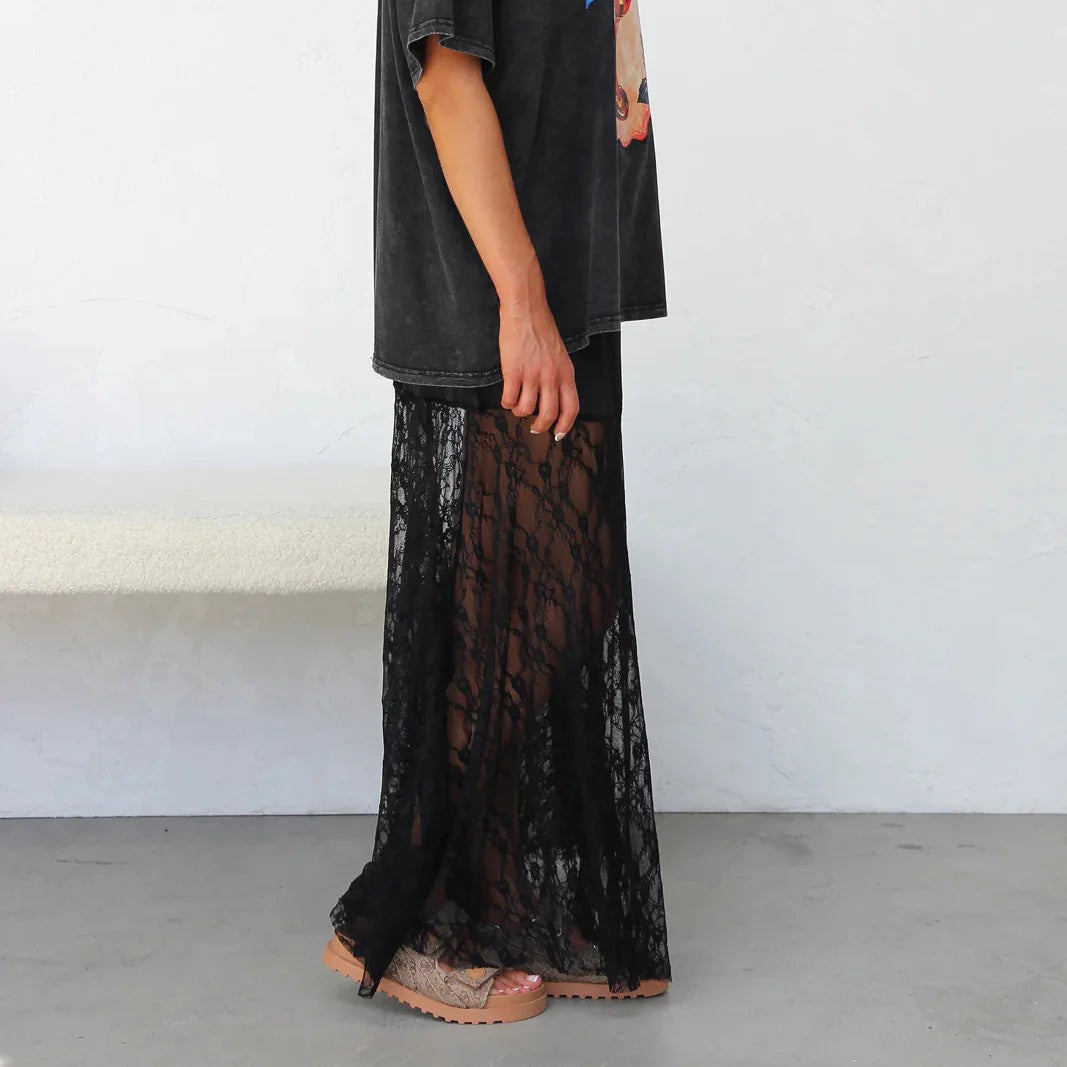 Falda Larga Boho de Verano para Mujer, Falda de Encaje, V...