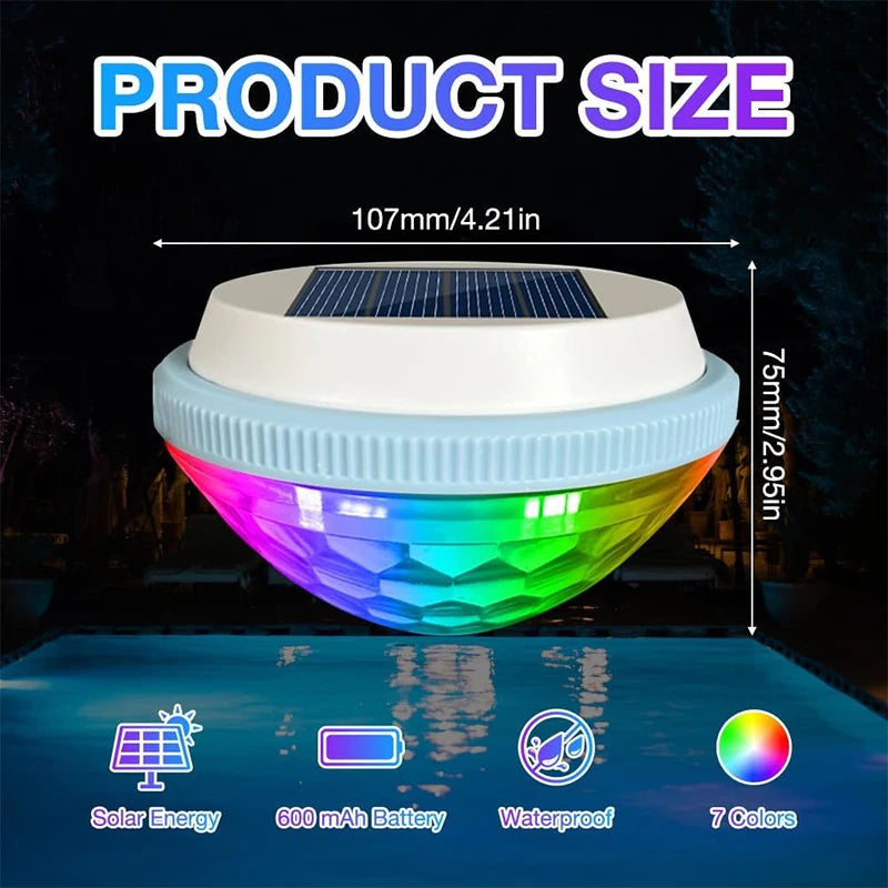 Iluminación Solar Flotante para Piscinas, Luz LED Sumergi...
