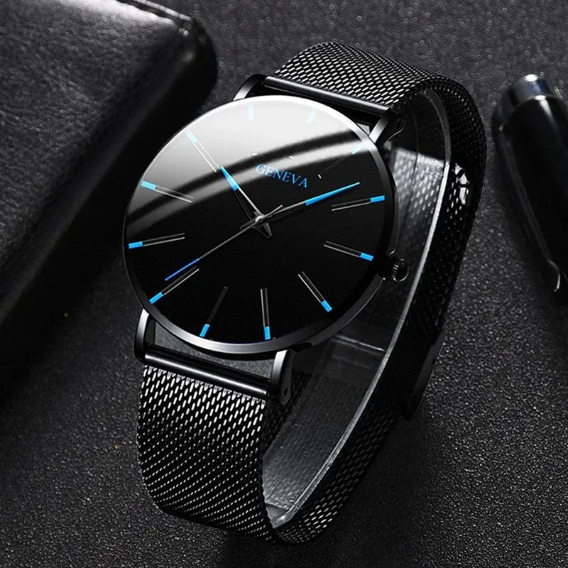 Reloj de Hombre Ultrafino y Elegante, Reloj de Cuarzo con...