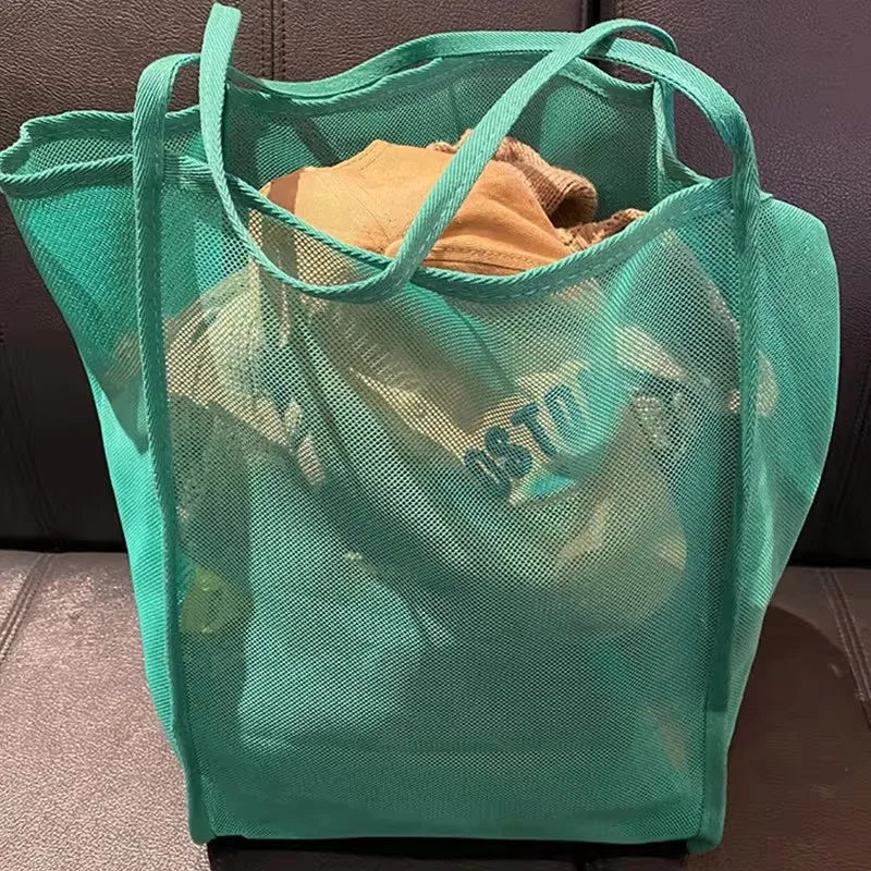 Bolso de Lona Grande Yogodlns: Elegante Tote Malla para Playa y Trabajo