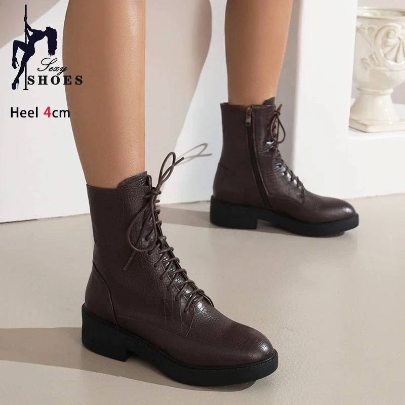 Nuevas Botas para mujer con cremallera lateral, Botas cor...