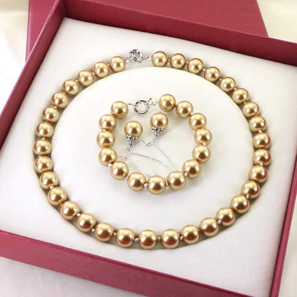 Conjunto de collar y pulsera con cuentas redondas de conc...