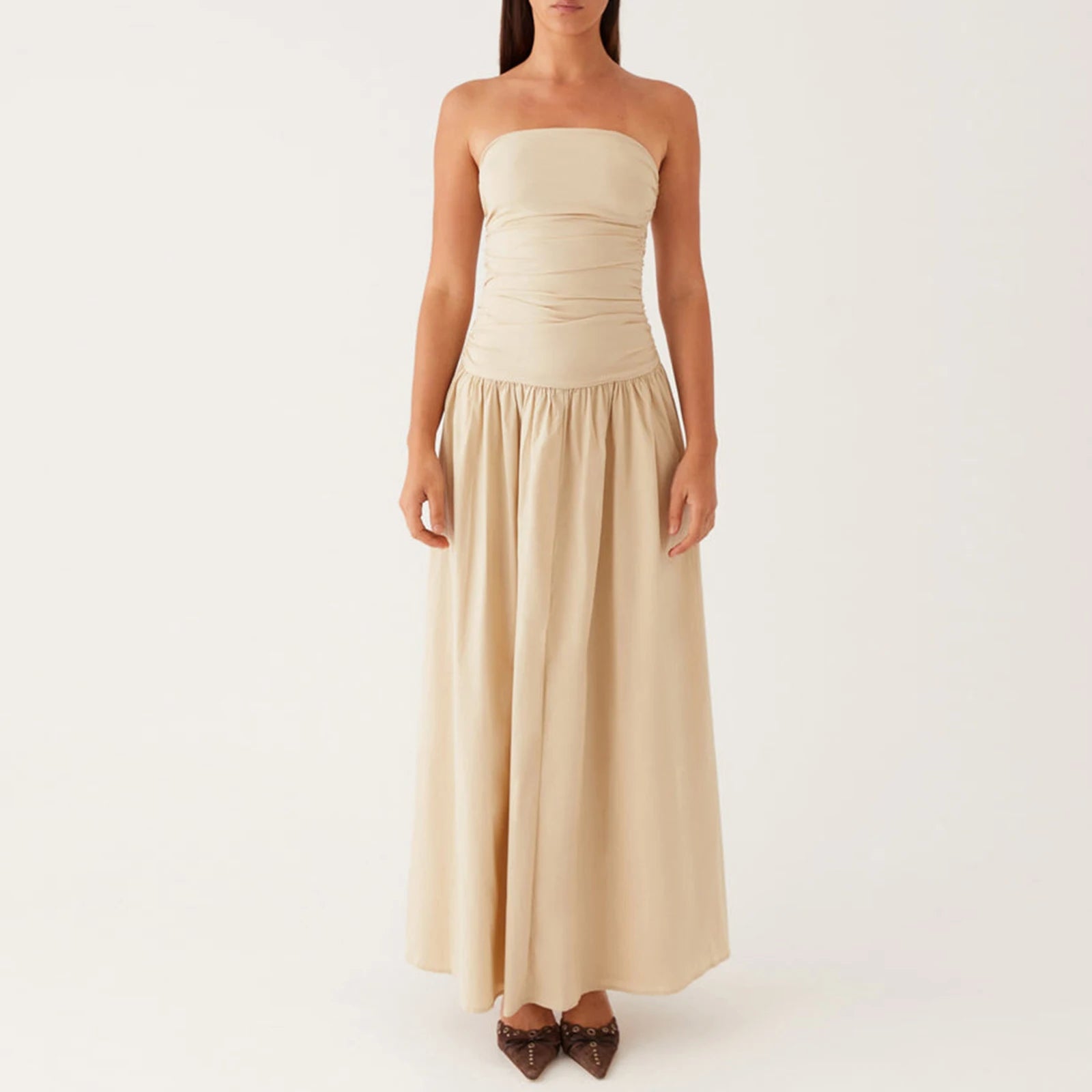Vestido largo elegante sin tirantes para mujer, vestido v...