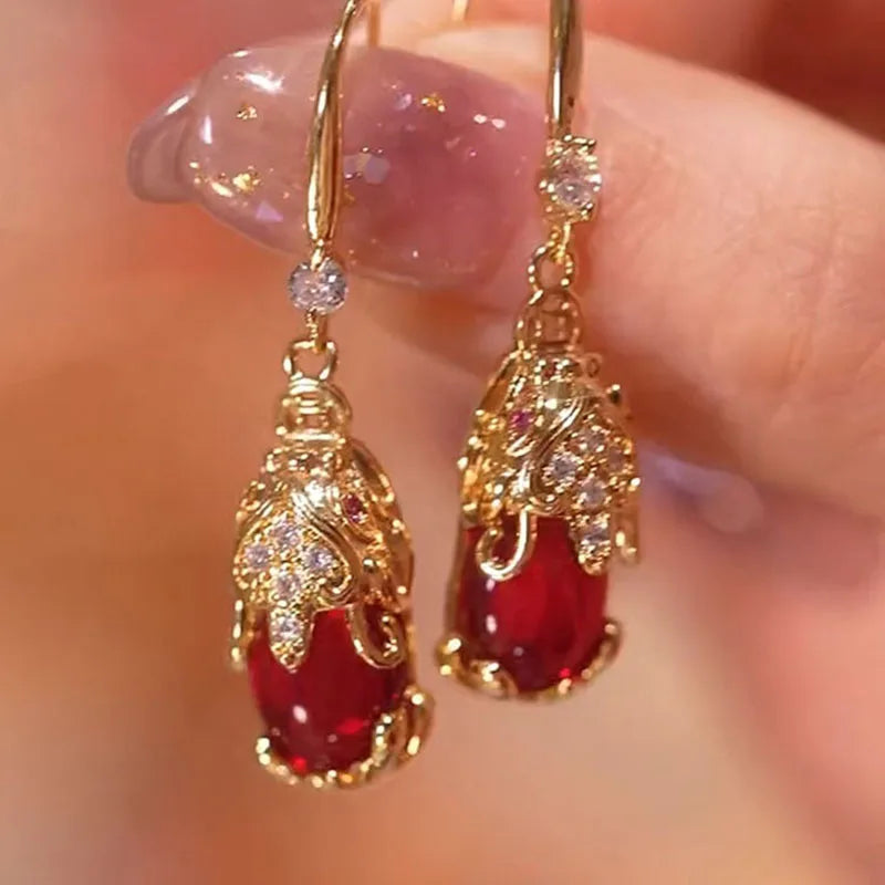 Pendientes Retro Fashicn Pixiu para mujer, aretes rojos a...