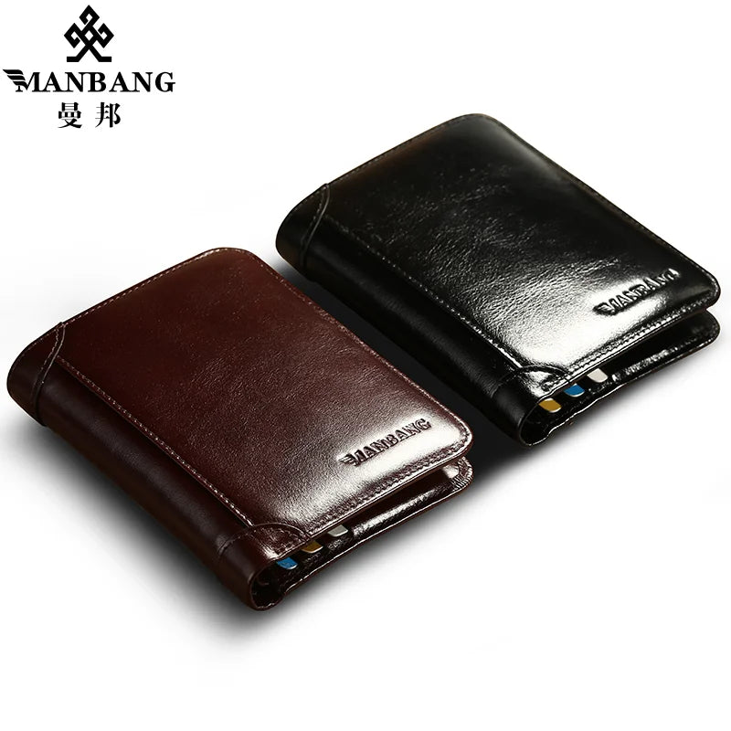 Cartera ManBang Cuero Genuino Hombre | Tarjetero Clásico Corto - Corporación Turística