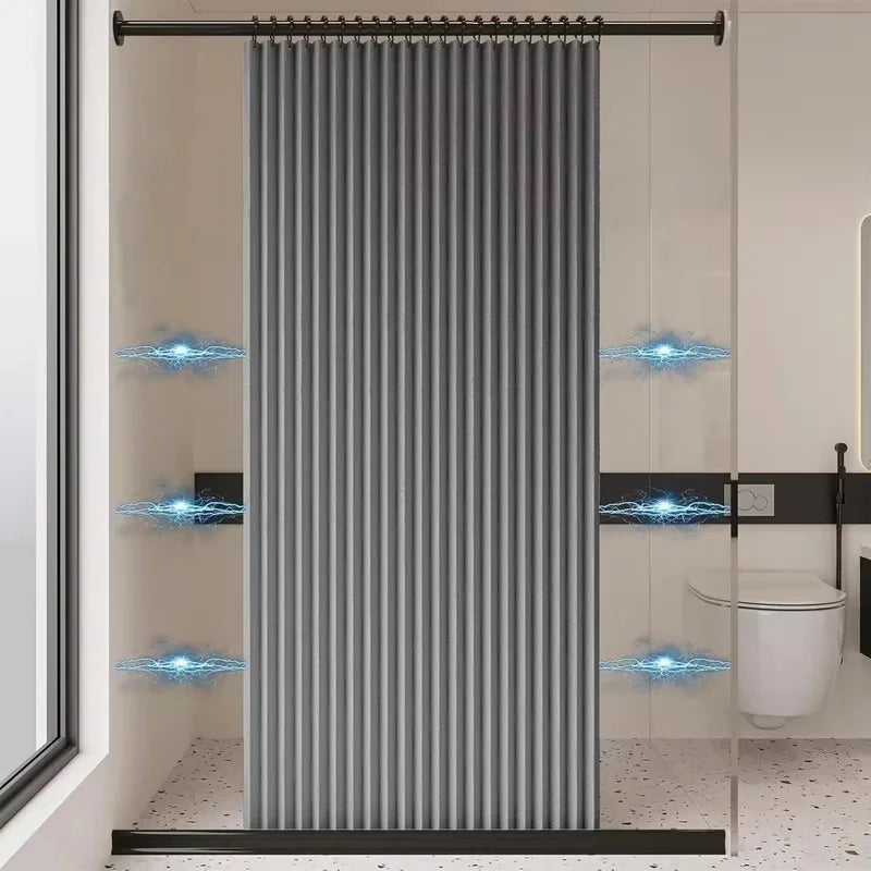 Cortina Baño Magnética Lino Plegable Impermeable | Estilo Moderno
