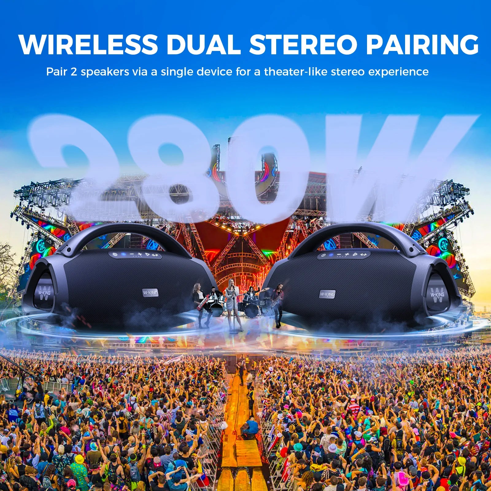 Altavoz W-KING X20S 140W RMS Bluetooth Correa, Sonido Potente Fiesta Impermeable