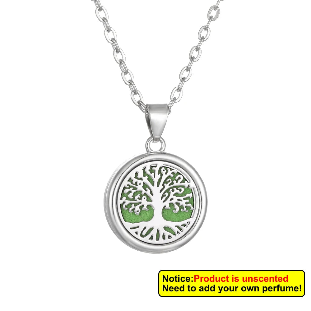 Nueva flor árbol de la vida aromaterapia difusor collar A...