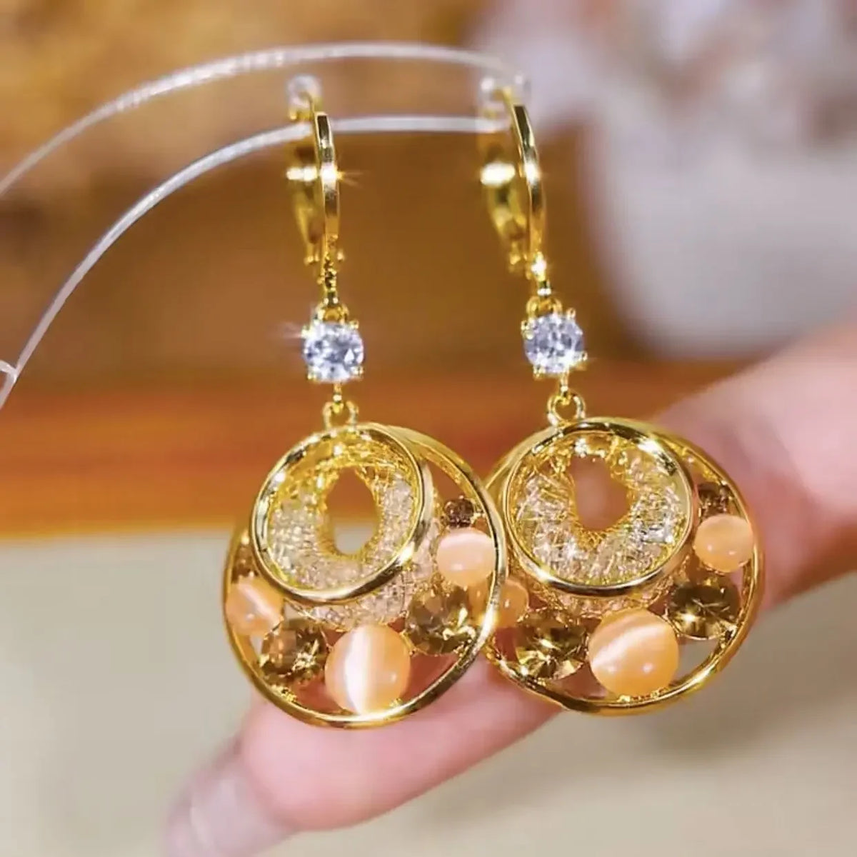 Nuevos exquisitos pendientes colgantes de cristal de circ...