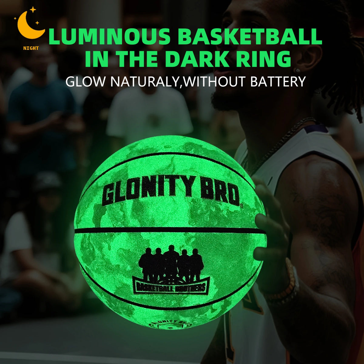 Balón Baloncesto Luminoso Oficial PU Verde Duradero Talla 7 - Corporación Turística