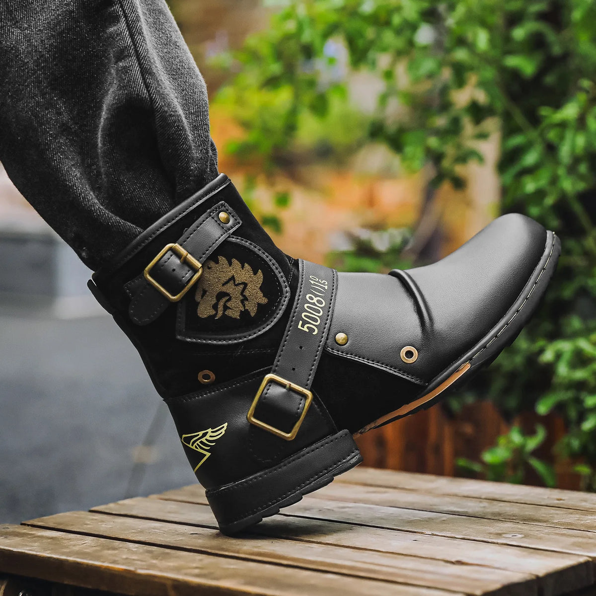 Botines de lujo con tótem para Hombre, Botas de moto con ...