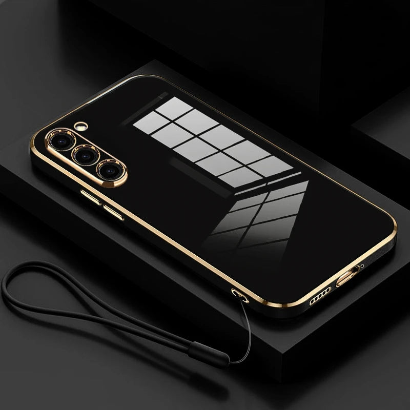 Silicone phone case for Samsung Galaxy S23, S22, S21, and S24 by Corporación Turística, showing textured black material.