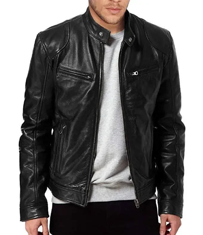 Chaqueta Bomber Cuero Hombre Motociclista Casual Pu Suelta