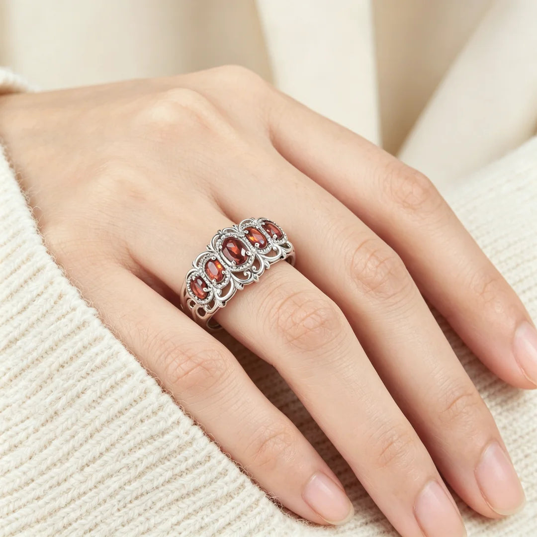 Anillo de Corona para Mujer, Estilo Corte, de Plata de Le...