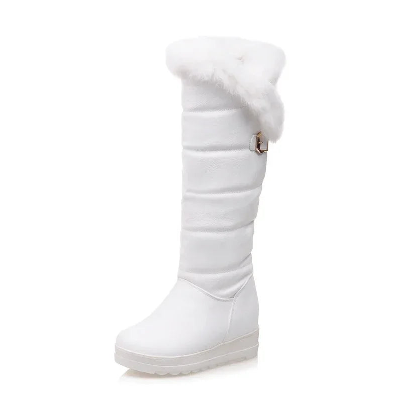 Botas de nieve hasta la rodilla de felpa de piel cálida p...