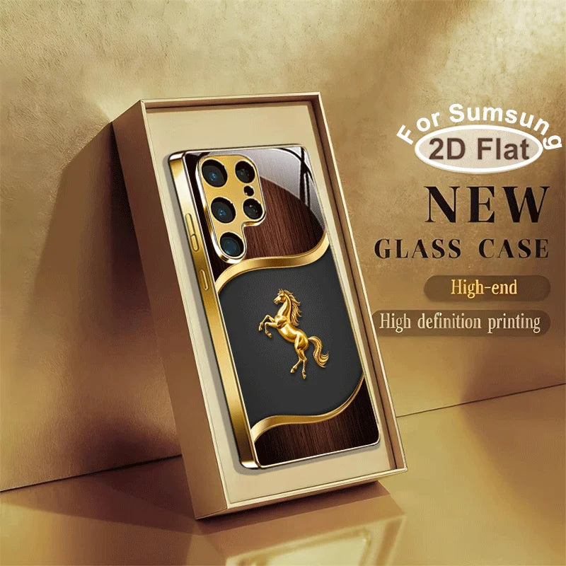 Black business-style glass phone case by Corporación Turística, sleek protective cover for smartphone.