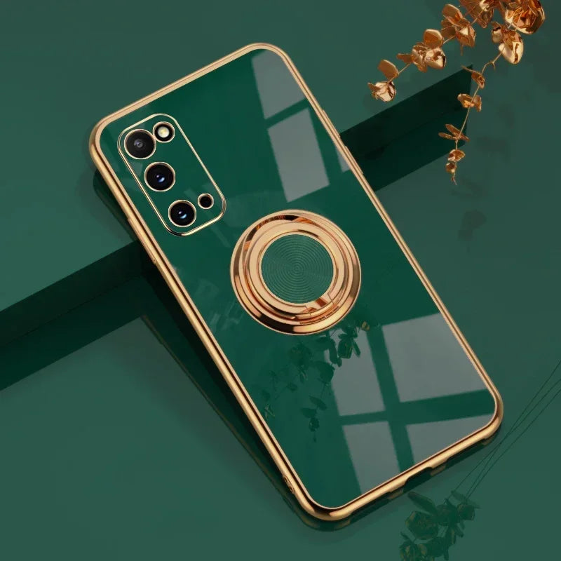 Silicone gold-plated phone case for Samsung Galaxy S22, S23, S24 by Corporación Turística, showing a close-up of the textured surface.