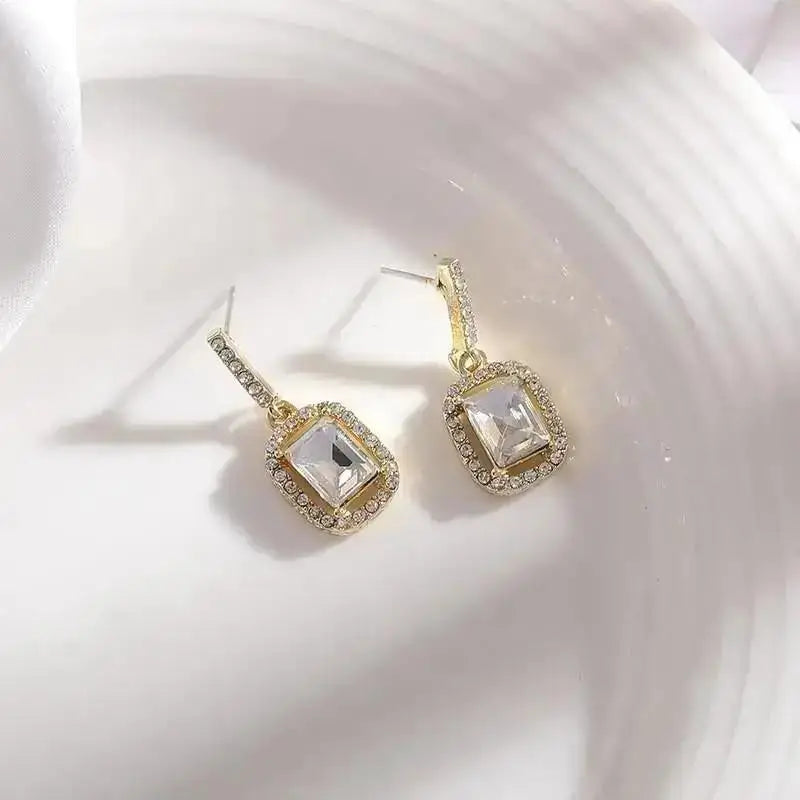 Pendientes de gota de corazón de cristal púrpura para muj...