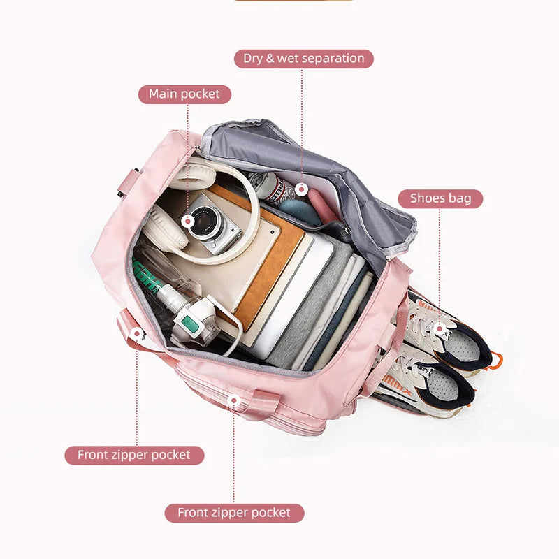 Bolsa de gimnasio deportiva, bolsos húmedos y secos de vi...