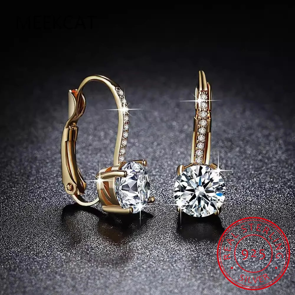 Pendientes de Aro de Oro de 18K con Moissanita de 2 Quila...