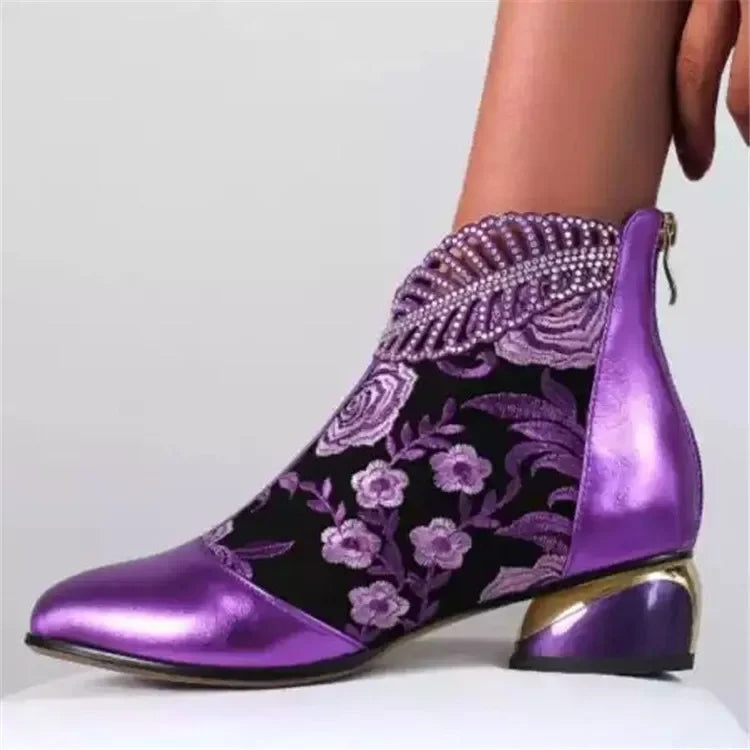 Nuevos botines, zapatos De Mujer, Botas De cuero bordadas...