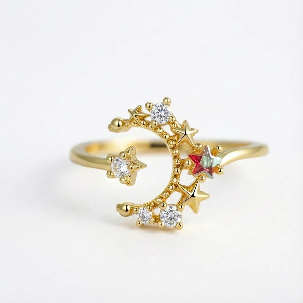 Anillo Flor Circon Colorido Ajustable Mujer Moda Vintage Regalo Joyería