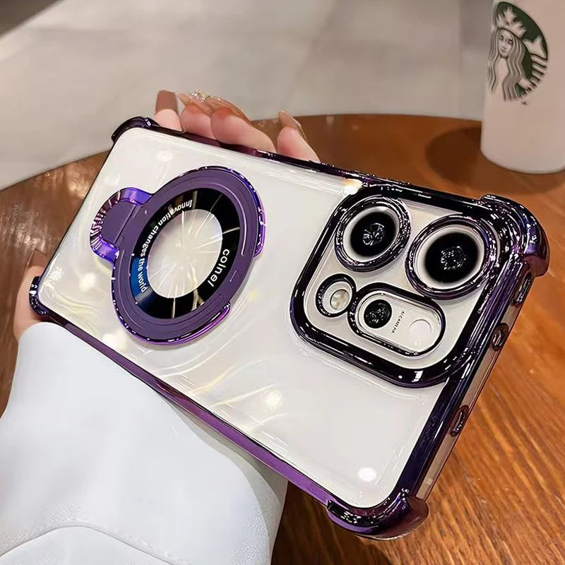 Funda transparente con soporte magnético a prueba de golp...