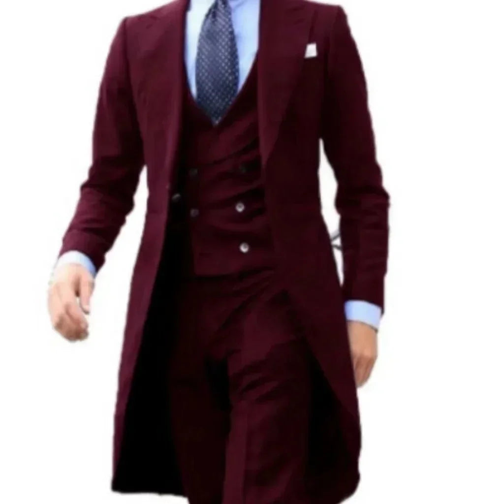 Traje de Hombre 3 Piezas Peak Lapel Cola Larga Formal
