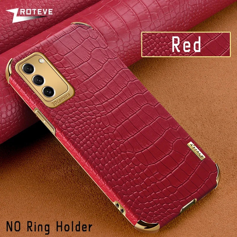 Crocodile-pattern ZROTEVE S25 Ultra phone case in black with textured crocodile design, protective cover for mobile device