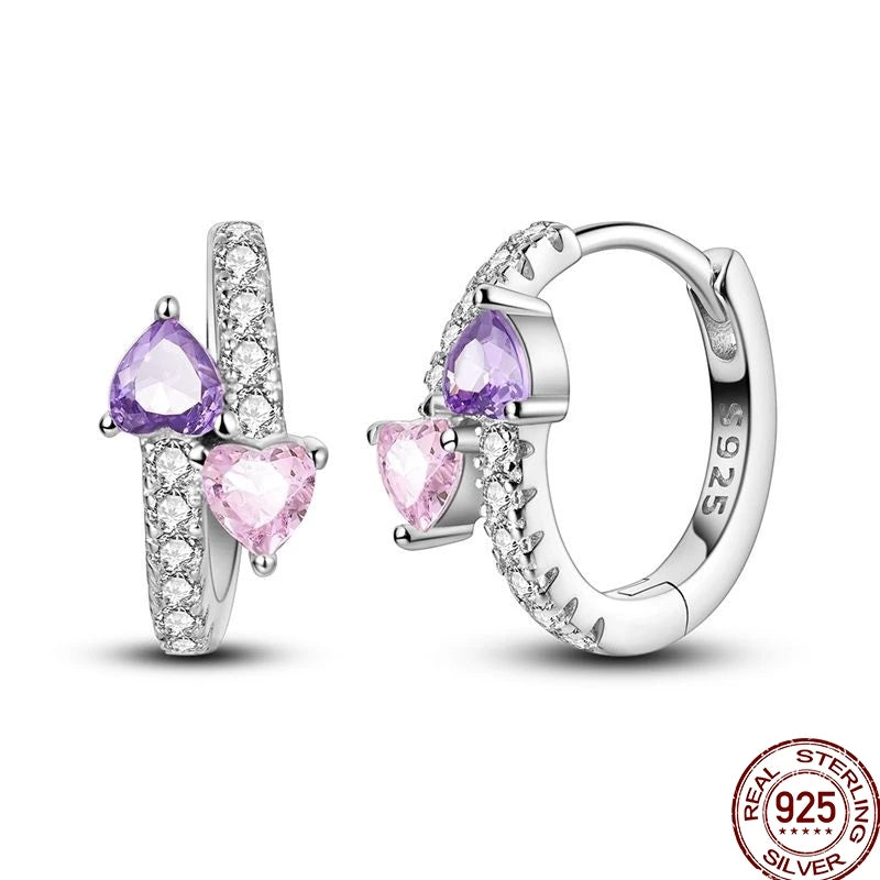 Pendientes Plata de Ley 925 coloridos pendientes de circó...