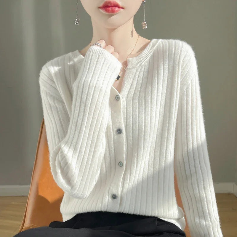 Cárdigan de Punto Suave para Mujer - Estilo Coreano Cálido