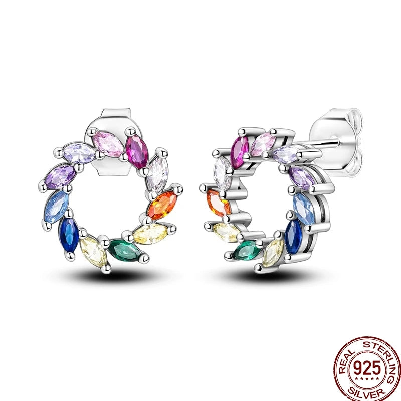 Pendientes Plata de Ley 925 coloridos pendientes de circó...