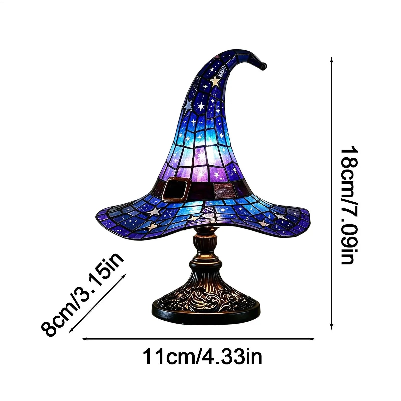 Lámpara Sombrero Bruja Vidrio Teñido - Decoración Mágica Moderna