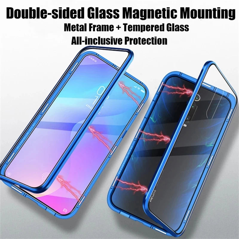 Magnetic full protection metal case for smartphones by Corporación Turística, showing the sleek black exterior and magnetic closure.