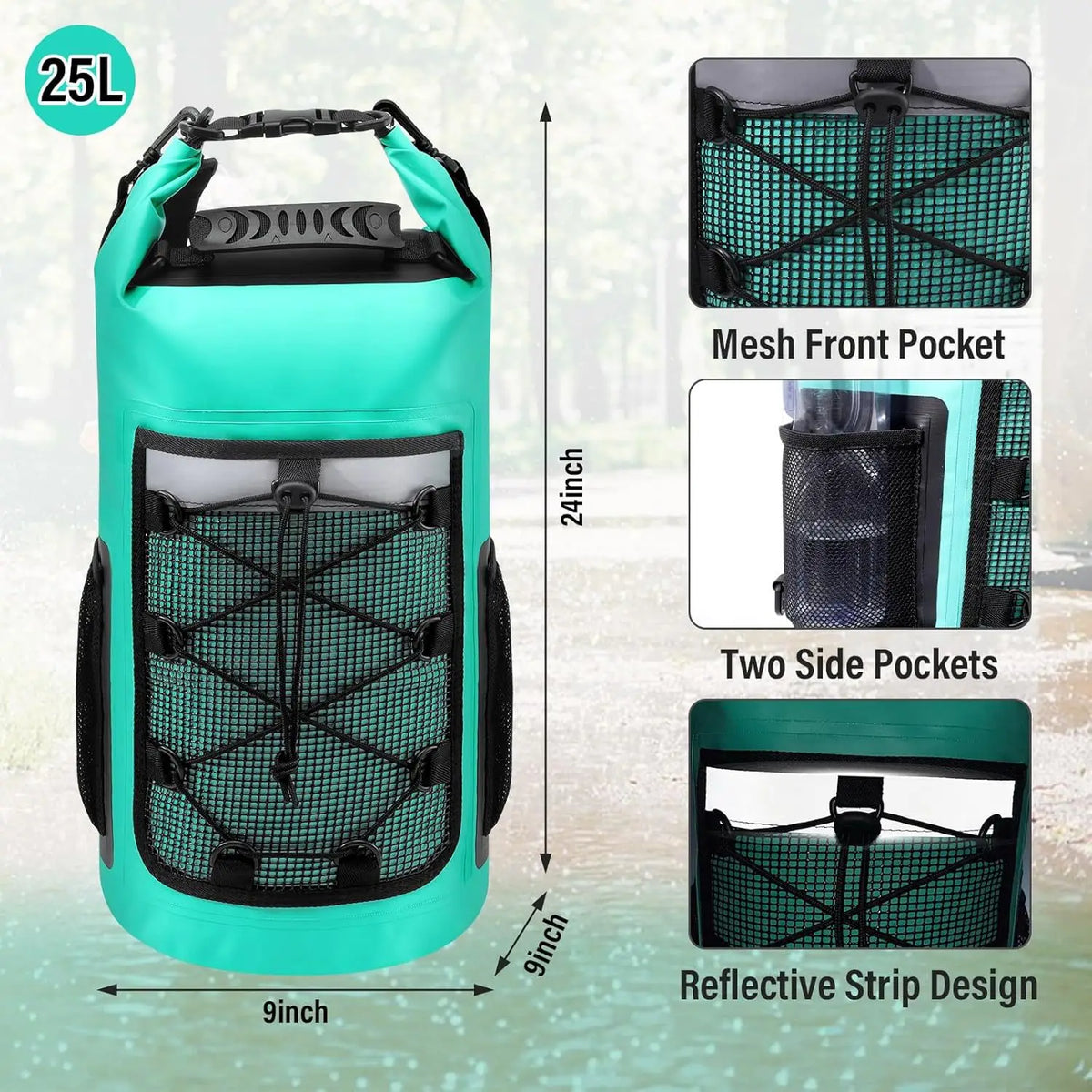 Mochila impermeable de 25L para natación, bolsa seca para...