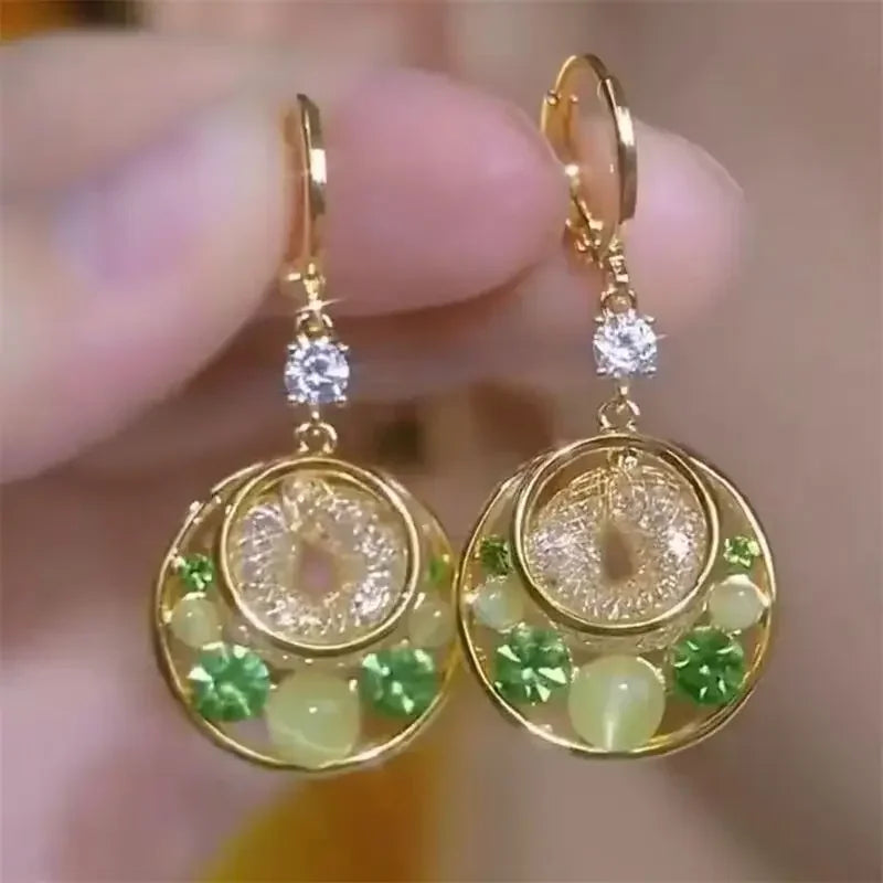 Nuevos exquisitos pendientes colgantes de cristal de circ...