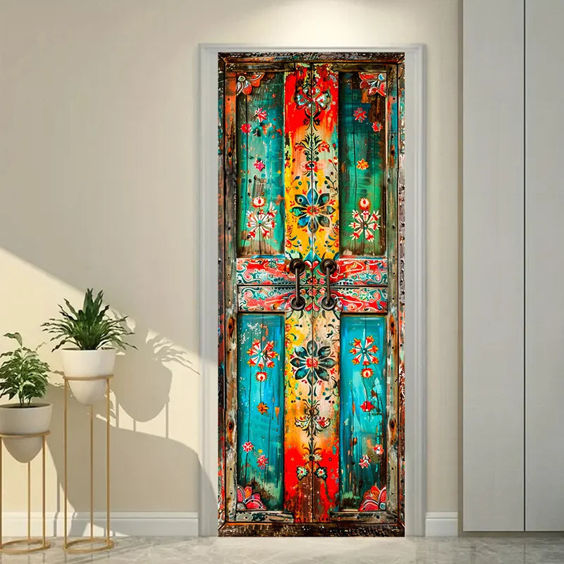 Cortina Floral Retro 2D Poliéster - Decoración Hogar Fiesta Boda