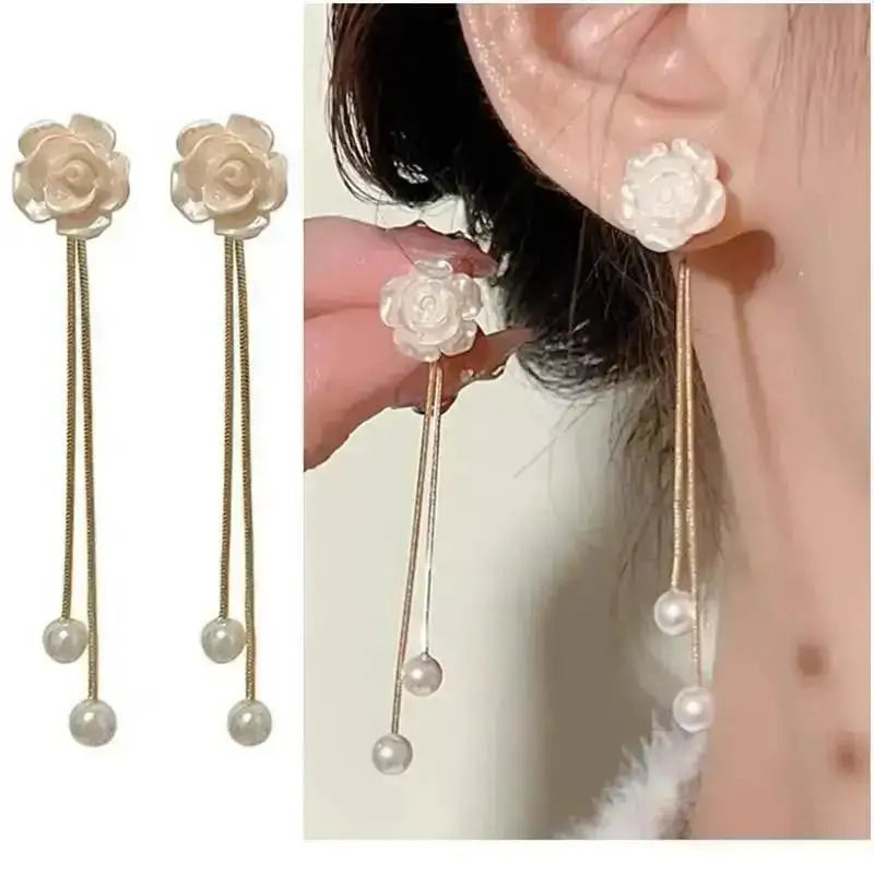 Pendientes de borla de perlas de moda coreana con aguja d...