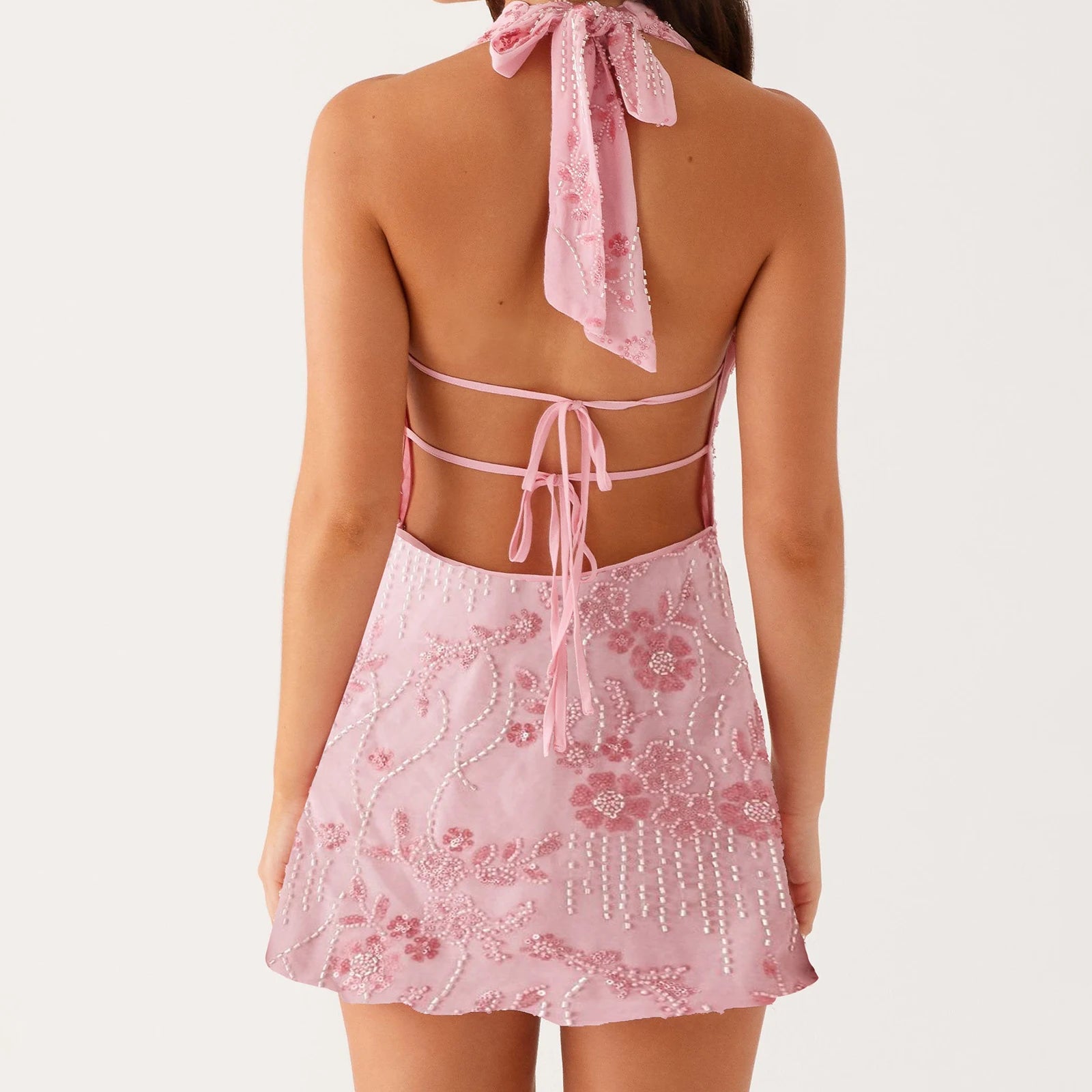 Minivestido Sexy con cuentas y purpurina para mujer, vest...