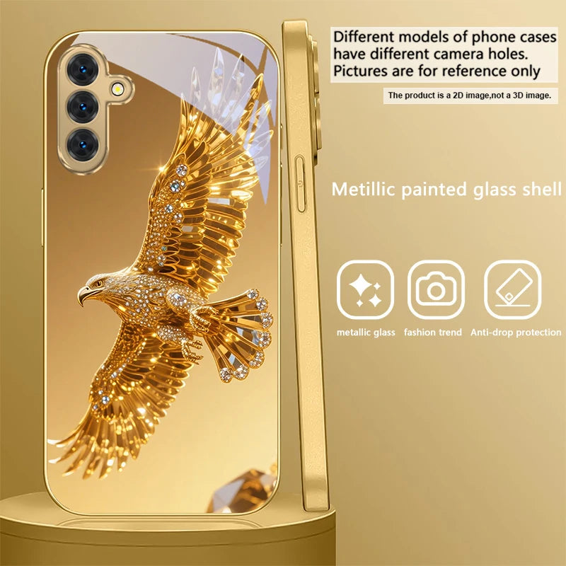 Golden dolphin phone case for Samsung Galaxy S20 FE, S21 Plus, S22, and S23 from Corporación Turística, featuring a detailed dolphin design.
