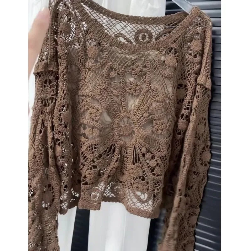 Novedad de Verano: Suéter de Punto Calado Ligero para Muj...