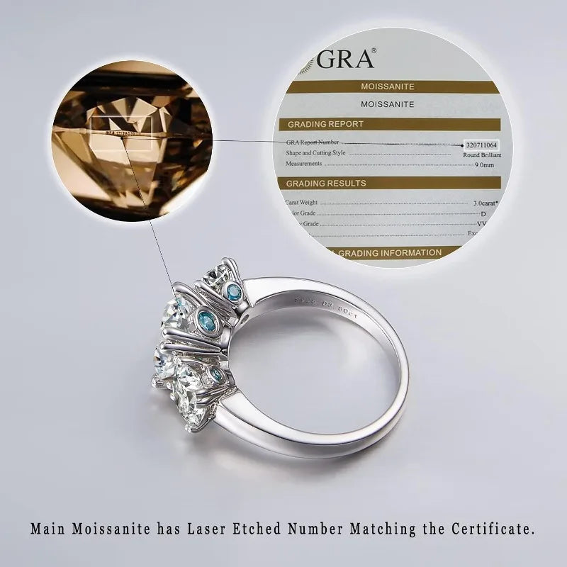 Anillo de plata S925 con incrustaciones de moissanita de ...