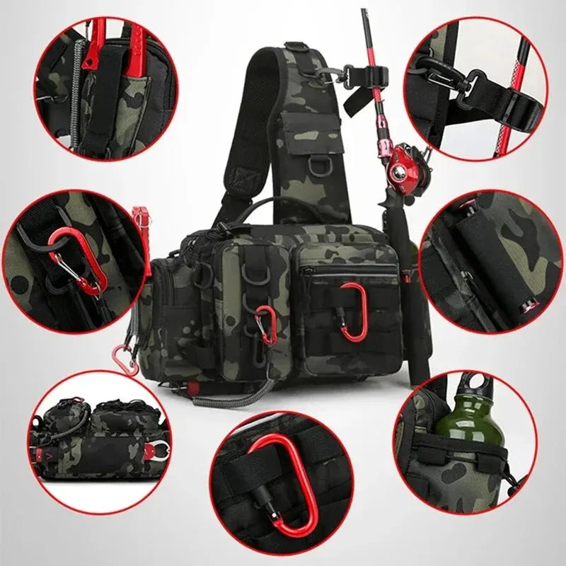 Mochila de aparejos de pesca para hombre, bolsa de almace...