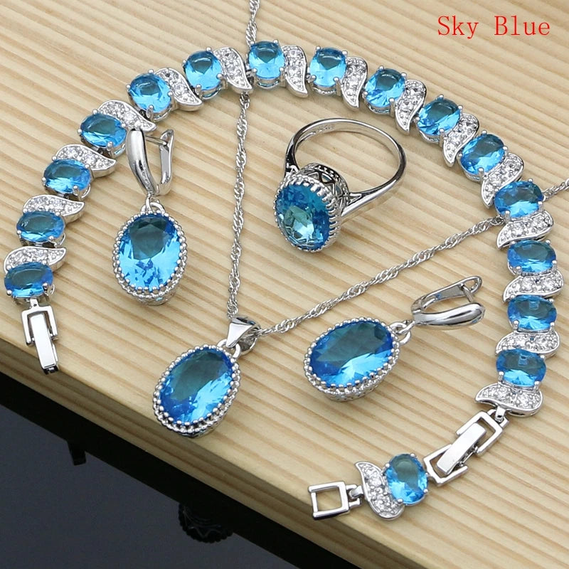 Conjunto de joyas de plata 925 Natural para mujer, pendie...