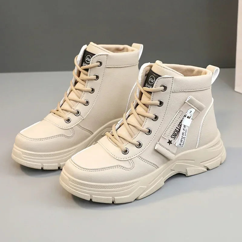 Botas de aumento de altura para mujer, Zapatos con cordon...
