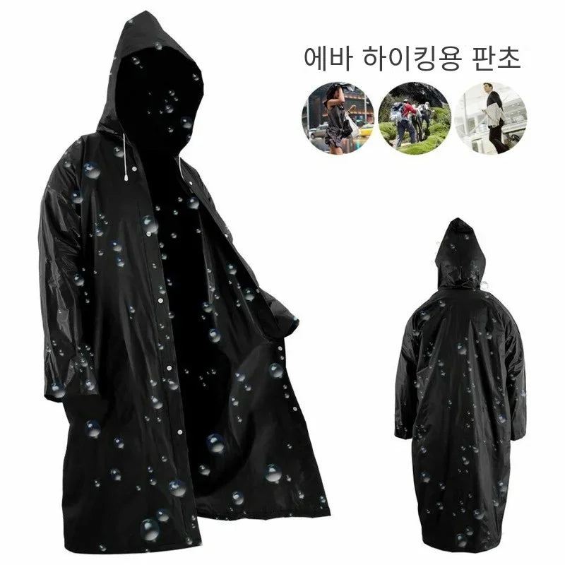 Chubasquero Unisex EVA Negro 145x68cm Impermeable para Acampar